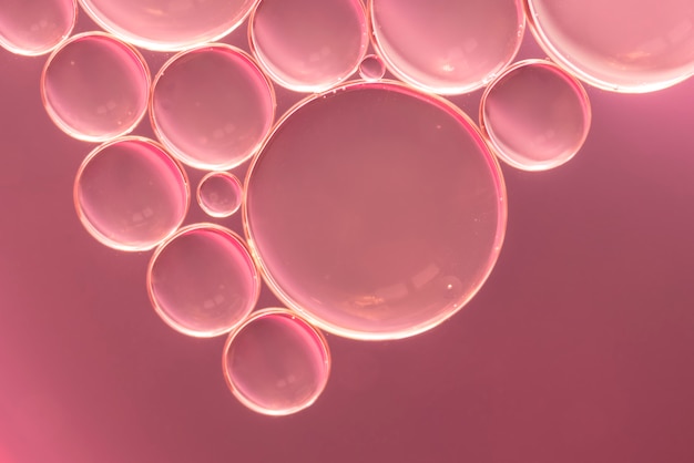 Group of bubbles at pink background