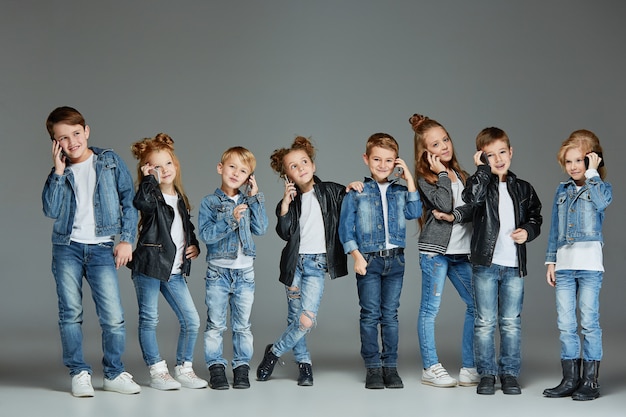 Free photo group of children studio concept