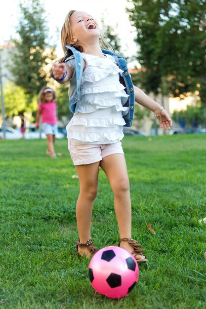 Group of childrens having fun in the park.