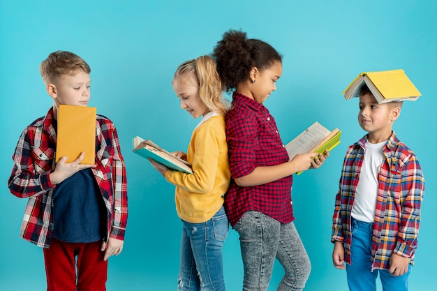 Group of childrens reading