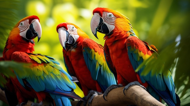 Colorful Macaws Chattering amid Lush Foliage | Free Stock Photo Download
