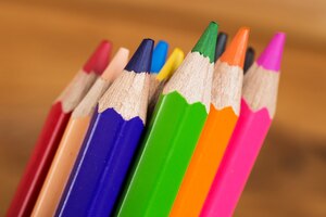 Group of colorful pencils on the table