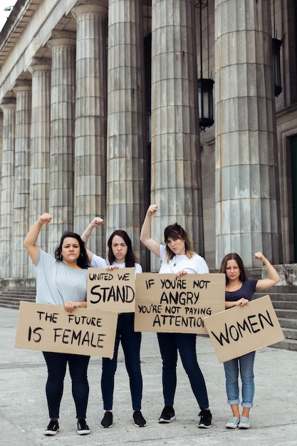 Group of demonstrators protesting together