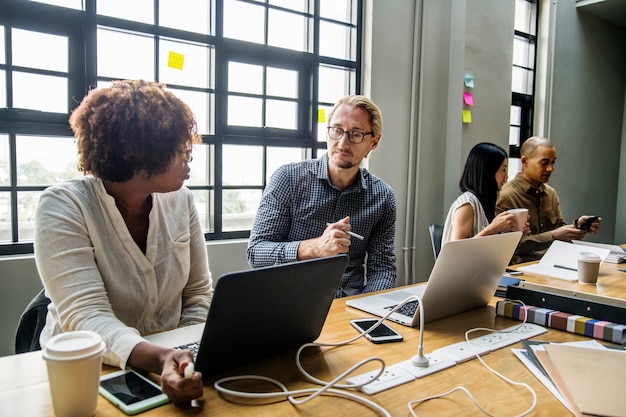 Group of diverse people having a business meeting