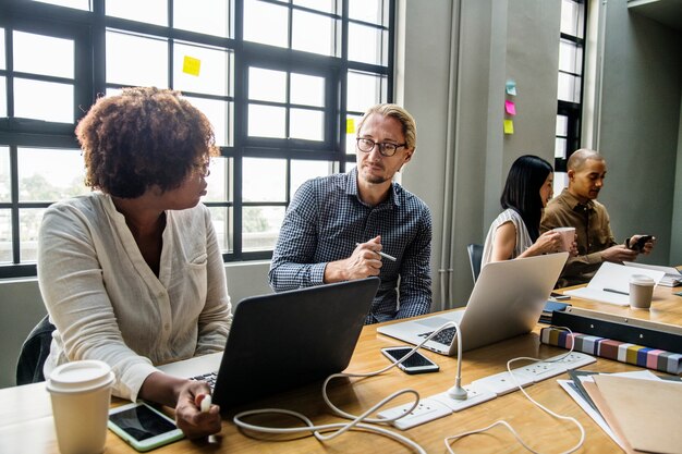 Group of diverse people having a business meeting