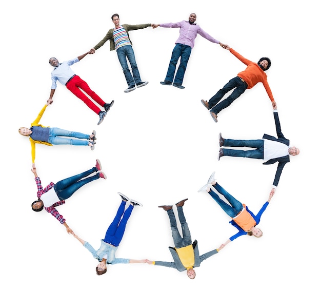 Free Photo group of diverse people is holding hands each other