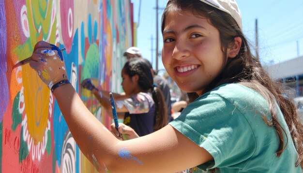 Group of diverse teens and young people doing activities together celebrating world youth skills day