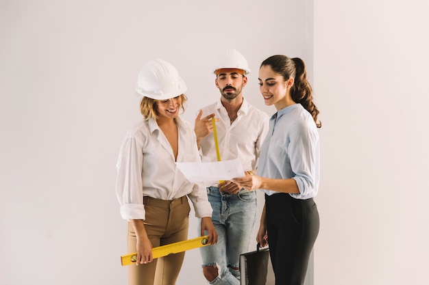 Group of engineers planning