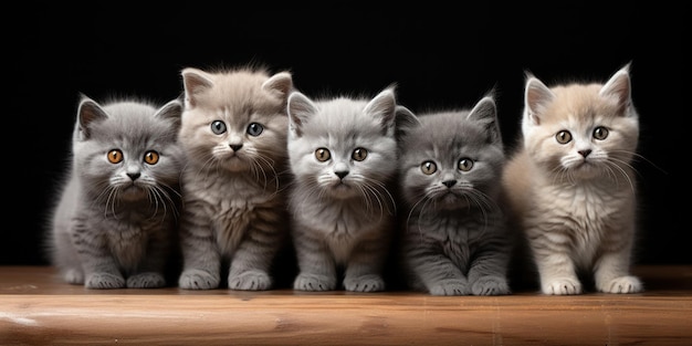 Free photo a group of fluffy gray kittens looking curious and ready to play