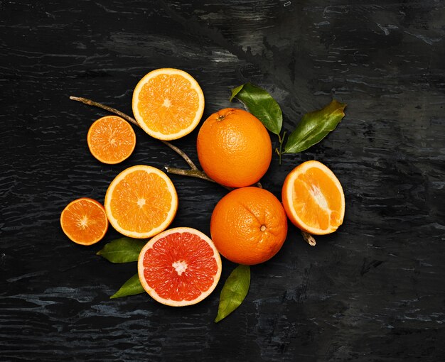 group of fresh fruits on rustic table