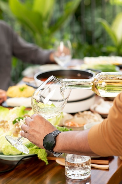 Group of friends dining out