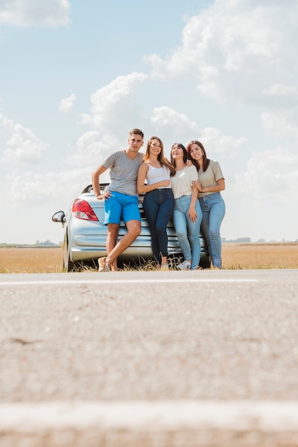 Group of friends doing a road trip