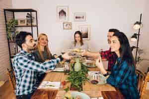 Free photo group of friends having a dinner