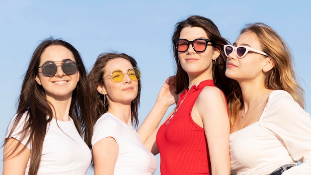 Group of friends having fun at beach