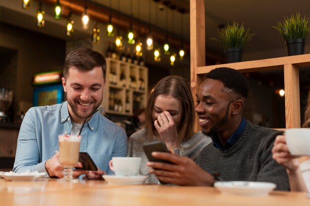 Group of friends having a laugh together