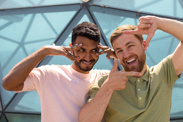 Free photo group of friends making grimaces