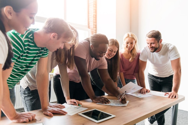 Group of friends planning together