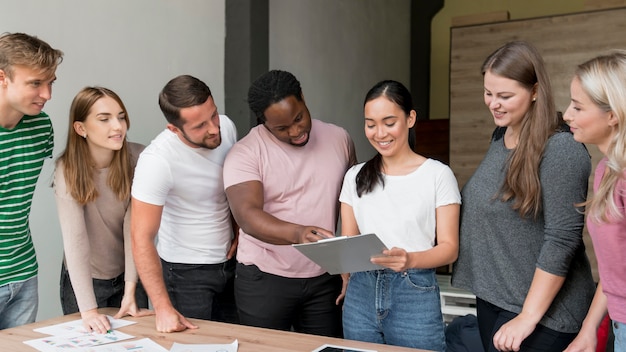 Group of friends planning together