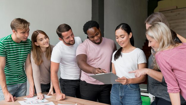 Group of friends planning together