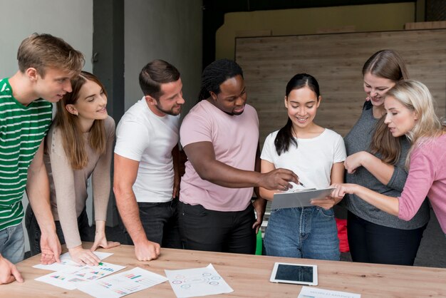 Group of friends planning together