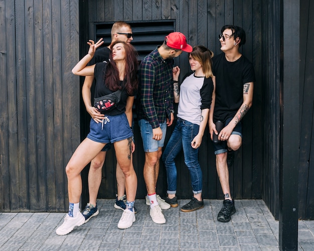 Group of friends posing at outdoors