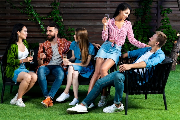 Group of friends together outdoors 