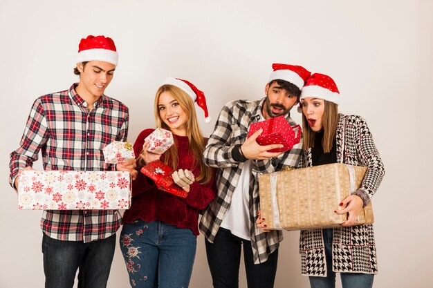 Group of friends with presents