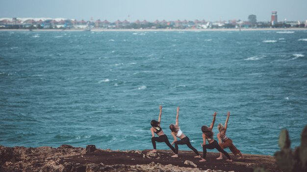 group girl doing yoga