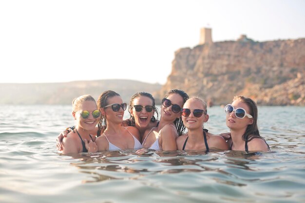 Group of girls in the sea