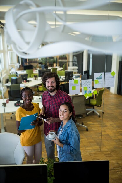 Group of graphic designers interacting with each other