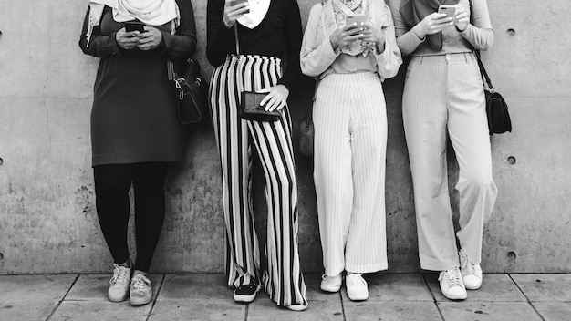 Group of islamic girls using smart phone