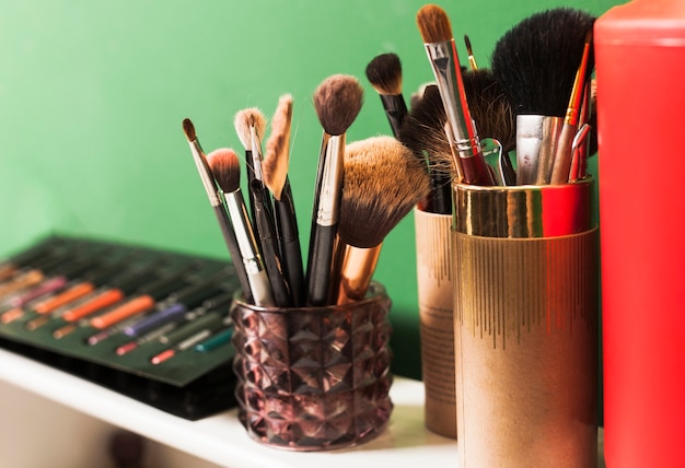 Free photo group of make up on a shelf