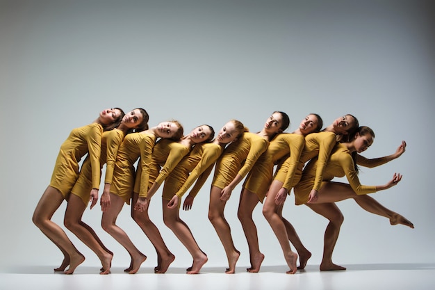 The group of modern ballet dancers