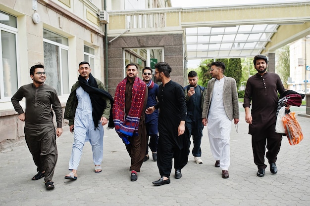 Group of pakistani man wearing traditional clothes salwar kameez or kurta