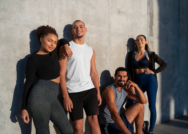 Free Photo group of people exercising together outdoors