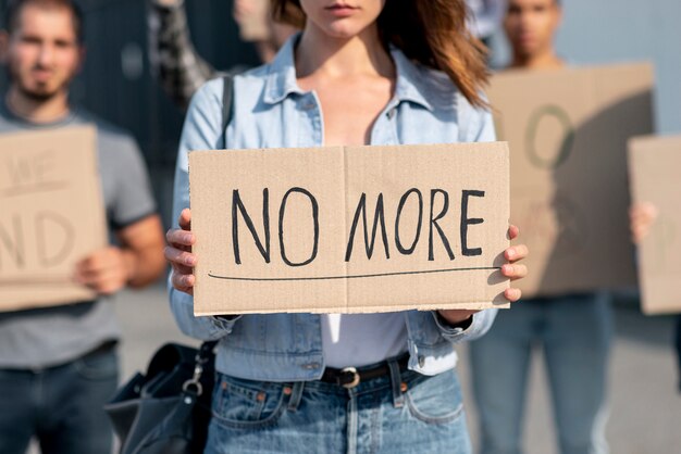 Group of people protesting for peace