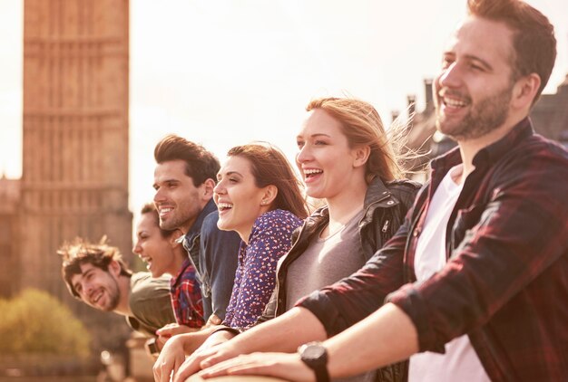 Group of people on the Westminister Bridge