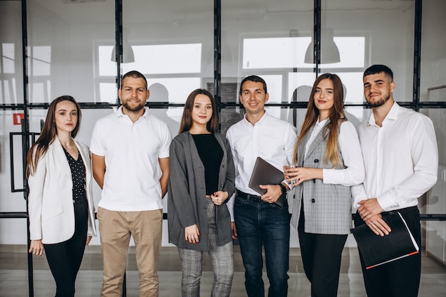 Group of people working out business plan in an office