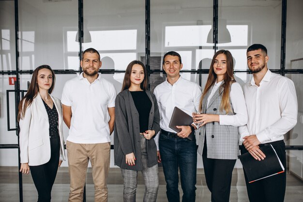 Group of people working out business plan in an office