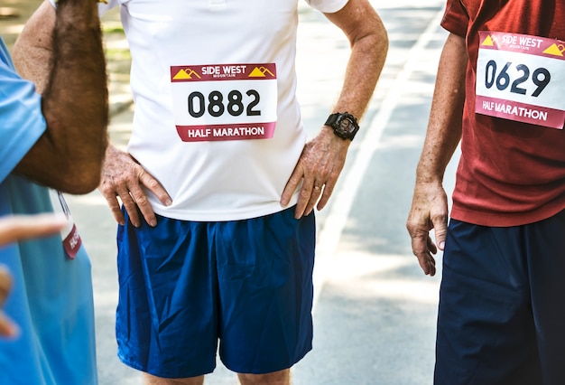 Group of senior runners at the park