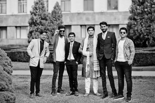 Free photo group of six south asian indian mans in traditional casual and business wear