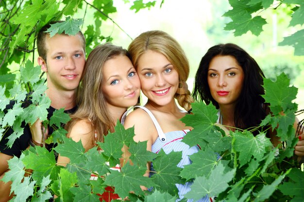 Group of teenager boys and girls