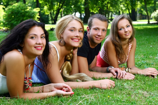 Group of teenagers boys and girls