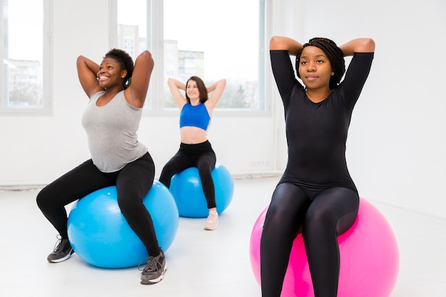 Group of women fitness exercising