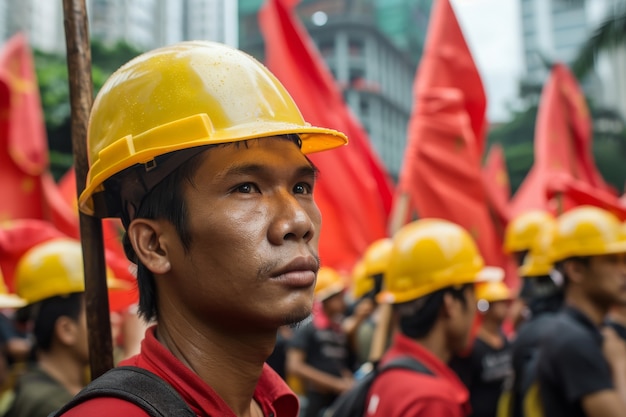 Free photo group of workers organizing protest