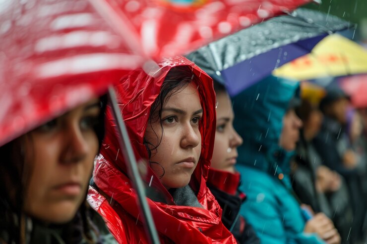Group of workers organizing protest