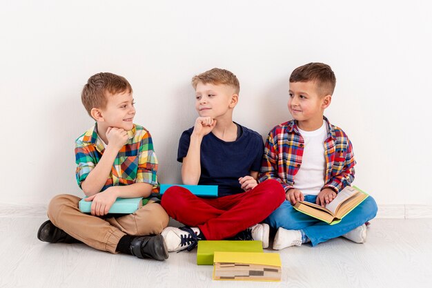 Group of young boys at book day event