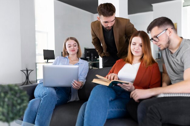 group of young people at work