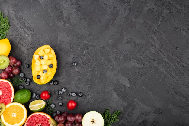 Grunge background with delicious fruit