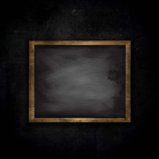 Grunge brick wall background with chalkboard